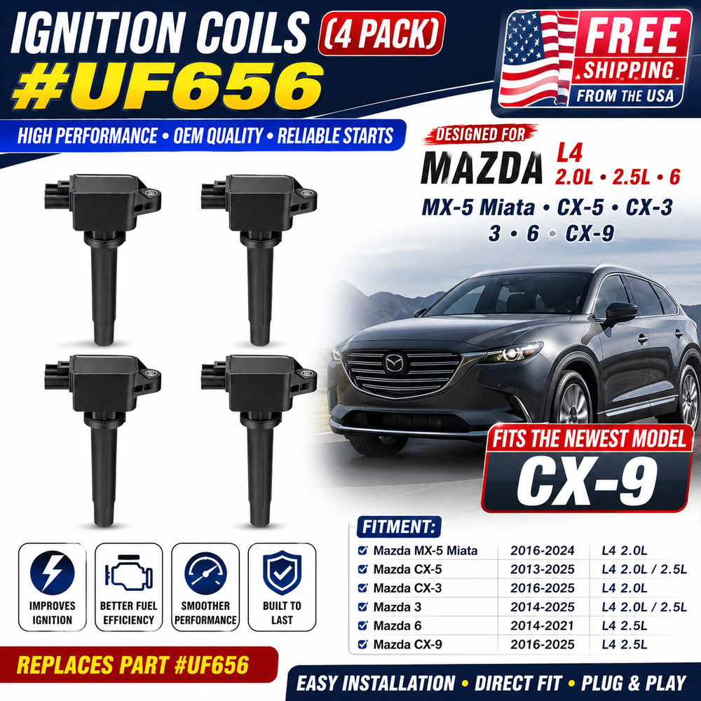 Ignition Coils (4 Pack) #UF656 Mazda MX-5 Miata CX-5 CX-3 3 L4 2.0L 6 CX-9 2.5L